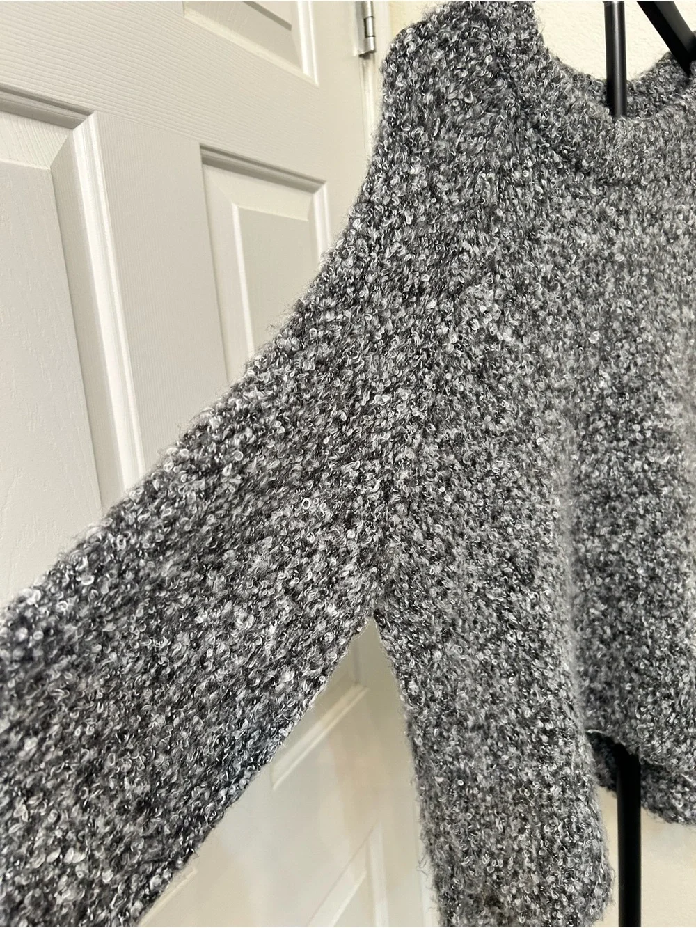 Free People Charcoal Bouclé Crew Sweater
